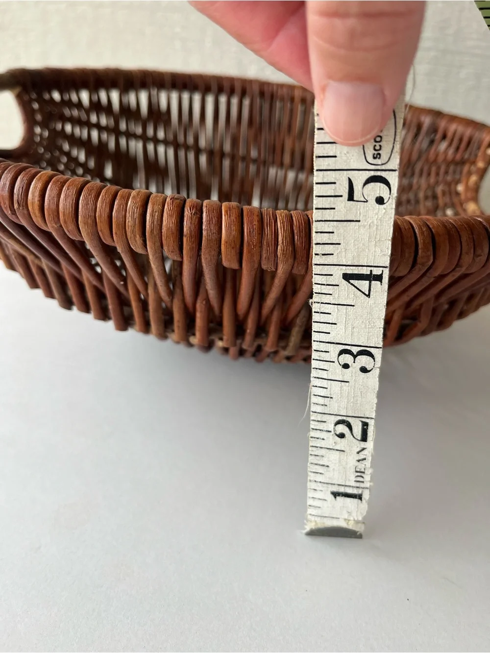 Handwoven Round Rattan Winnowing Basket in Warm Brown 14”